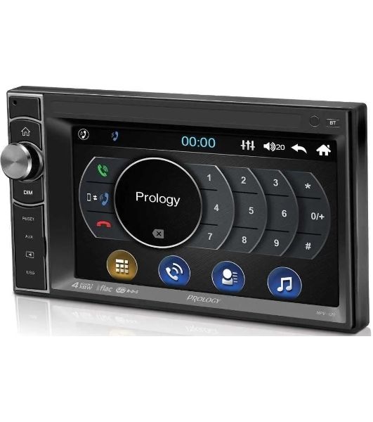 Автомагнитола Prology MPV-120, 2 DIN, 6.2", Bluetooth, USB Type-A, AUX, пульт ДУ