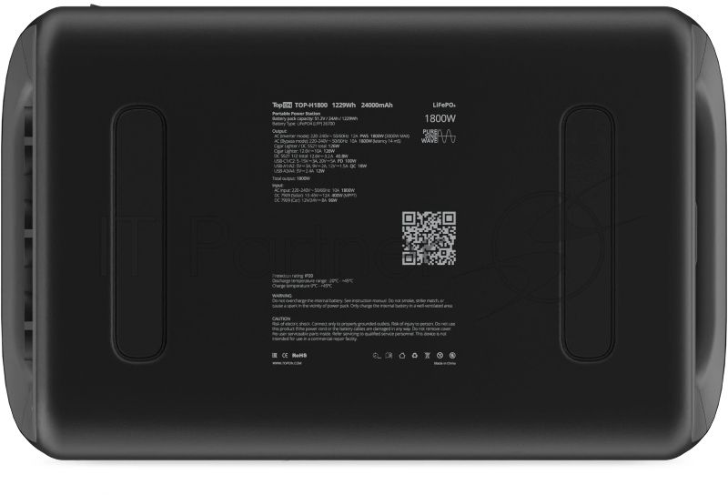 Электростанция портативная TopON Home TOP-H1800 384000mAh 12A QC3.0/PD3.0 6xUSB черный/серый (103762)
