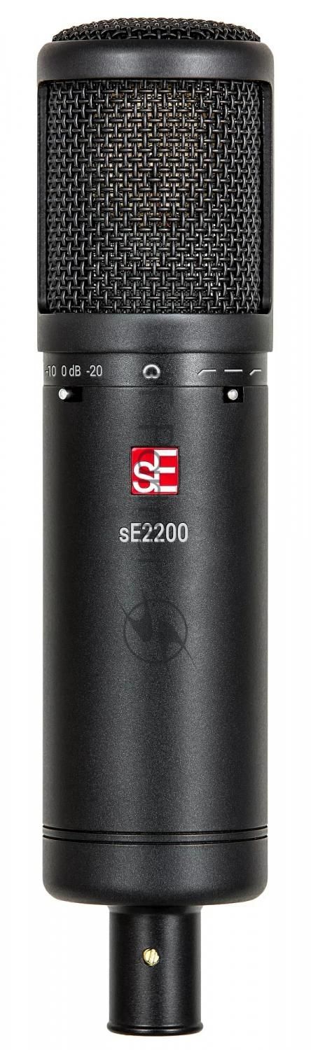 Микрофон конденсаторный sE Electronics SE 2200 20 Гц - 20 кГц, кардиоида, комплектация: металлический поп-фильтр, держатель типа паук, резьбовой переходник на микрофонную стойку