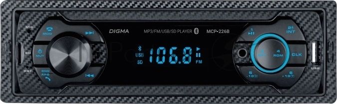 Автомагнитола Digma MCP-226B, 1 DIN, USB Type-A, AUX