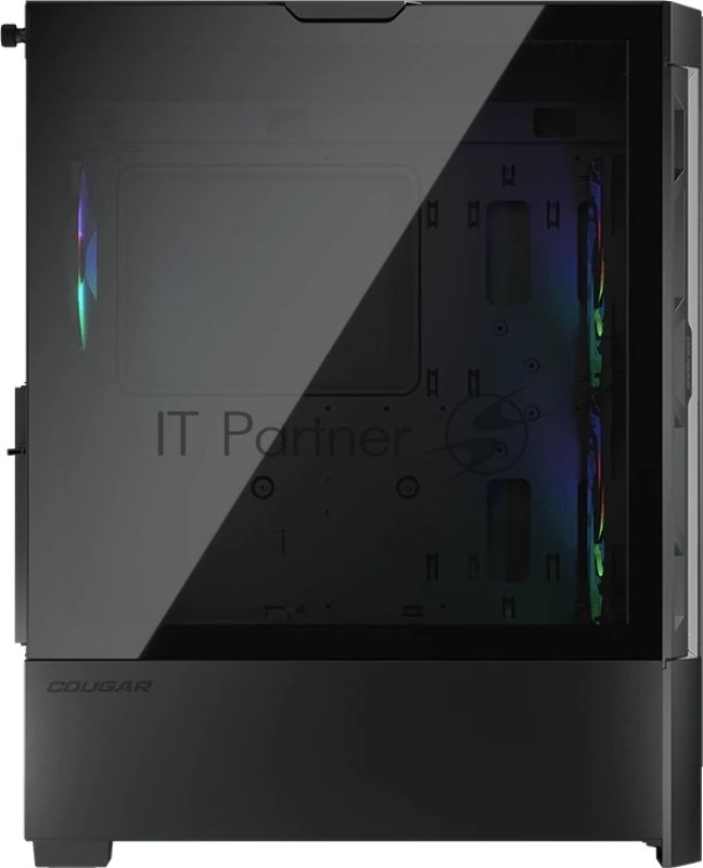 Компьютерный корпус Cougar Airface RGB Black, 2х140мм + 1x120mm ARGB Fan, ARGB Fan Hub, без БП, черный, ATX
