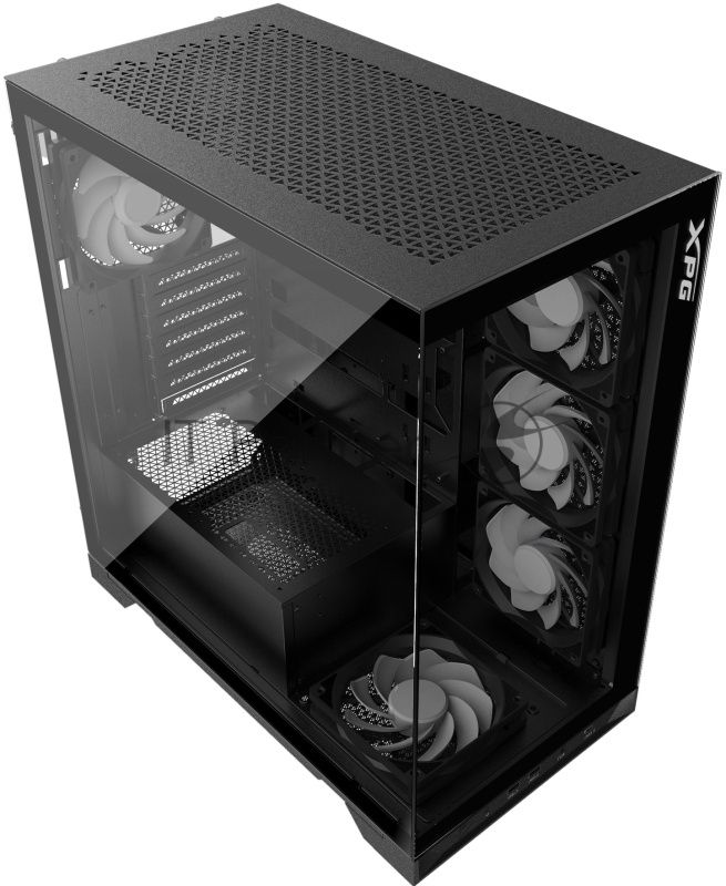 Компьютерный корпус XPG INVADER X BLACK (INVADERXMT-BKCWW) Mid-Tower Gaming ATX PC Case with Panoramic View, Tempered Glass Panels, and RGb Lighting Black