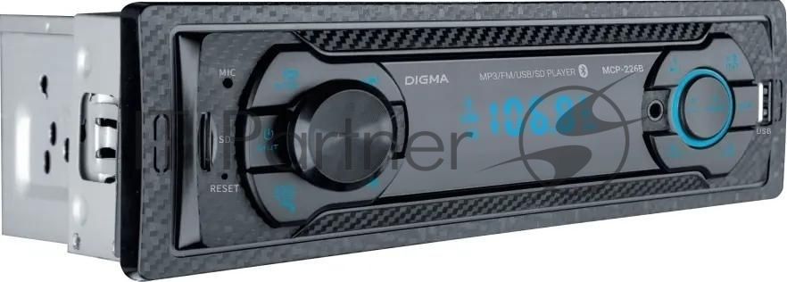Автомагнитола Digma MCP-226B, 1 DIN, USB Type-A, AUX
