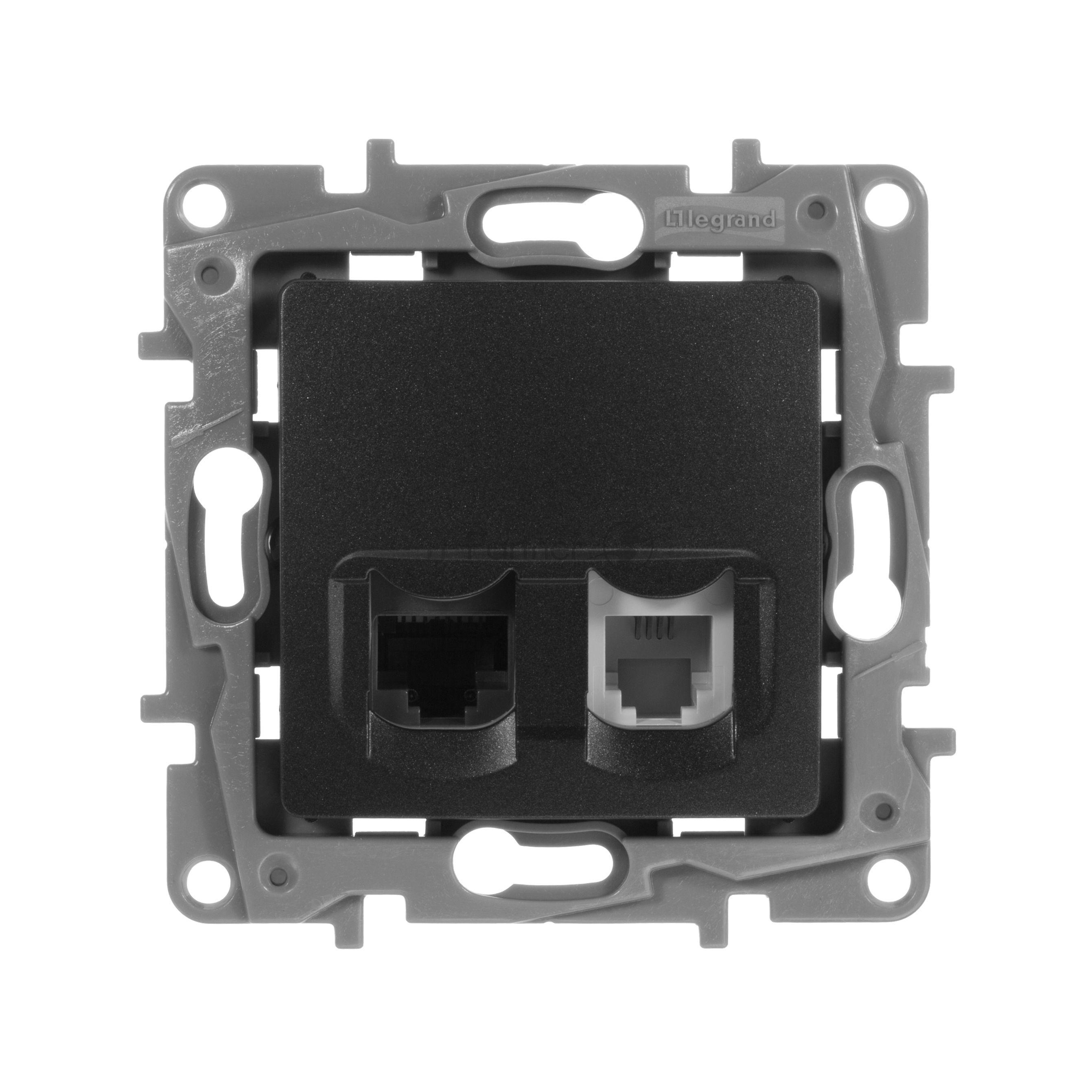 Розетка RJ11+RJ45 кат.5 UTP, антрацит
