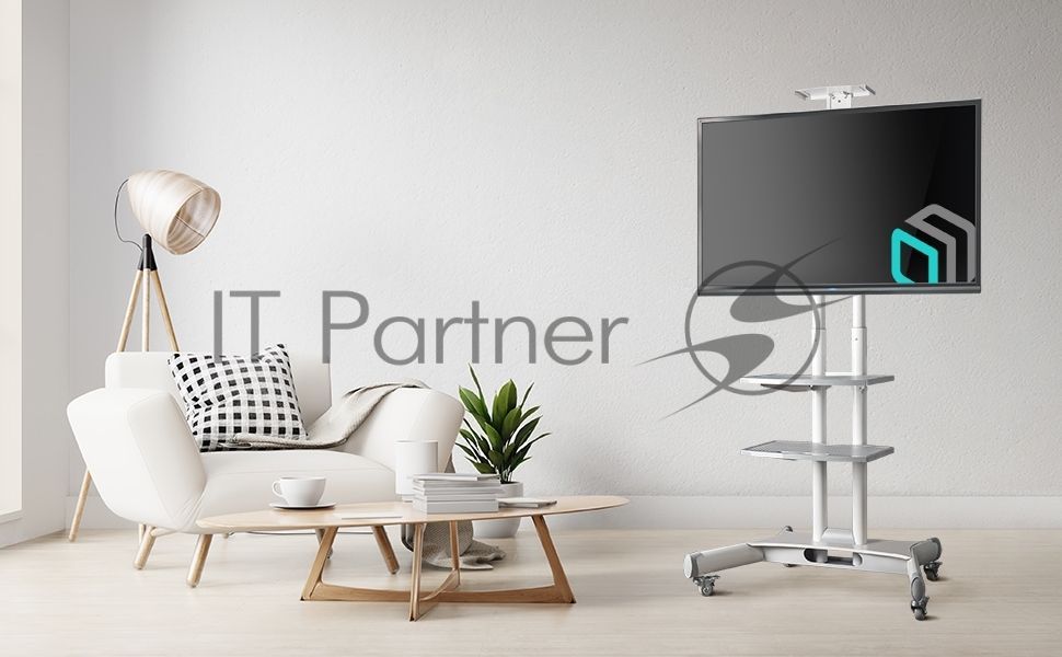 Стойка для телевизора с кронштейном ONKRON TS1552 40"-70", мобильная, белый