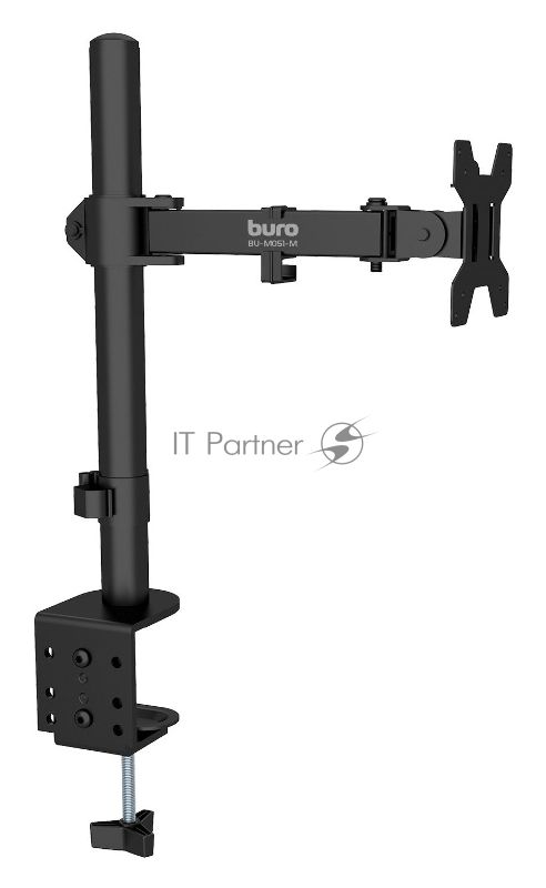 Кронштейн для мониторов ЖК Buro BU-M051-M черный, 17"-32" макс. 8 кг, крепление к столешнице поворот и наклон