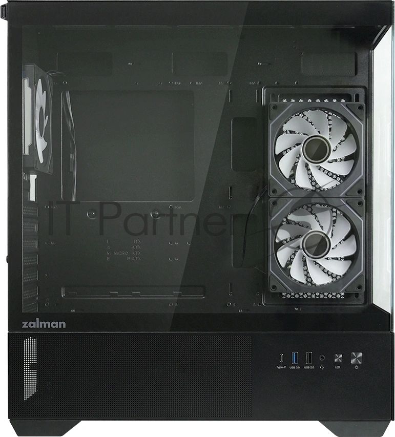 Компьютерный корпус ZALMAN CHRONIX V2, ATX, BLACK, WINDOW, 1xCombo (3.5’’ or 2.5’’), 1x3.5’’HDD, 2x2.5’’SSD, 1xUSB2.0, 1xUSB3.0, 1xUSB Type-C, SIDE 2x120мм ARGB, REAR 1x120мм ARGB
