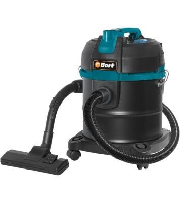 Строительный пылесос Bort BSS-1220 черный (93412598) 240/1200 Вт, уборка сухая/влажная, пылесборник мешок/контейнер, 20 л