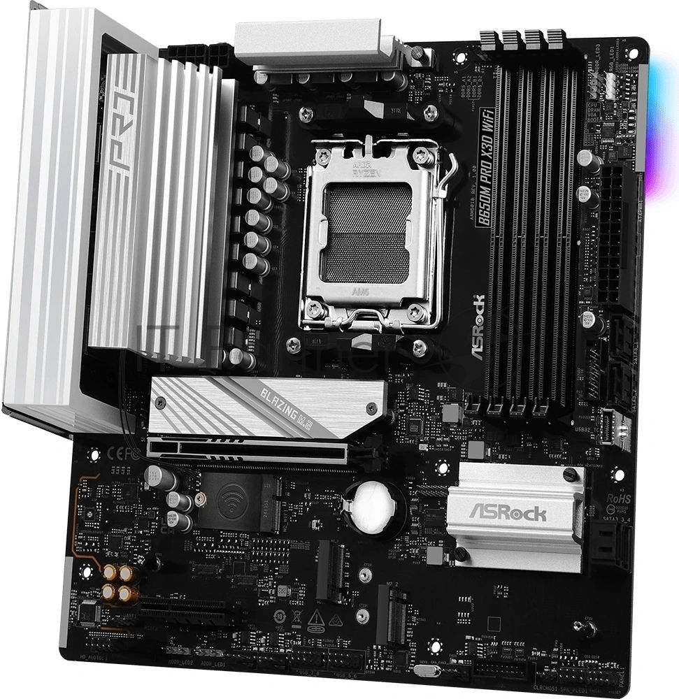 Материнская плата ASRock B650M Pro X3D, AM5, AMD B650, 4xDDR5, 4xSATA, 3xM.2, 1xPCIe 5.0 x16, 1xPCIe 4.0 x4, 1xHDMI, 1xDP, 1x2.5Gb LAN, 1xUSB-C 10Gbps, 1xUSB-A 10Gbps, 2xUSB-A 5Gbps, 4xUSB-A 2.0, 3x3.5 мм, 7.1, mATX