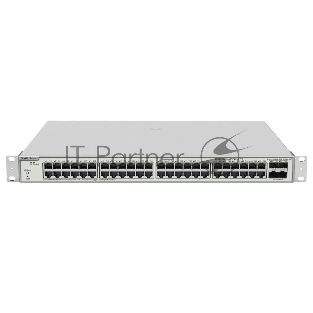 Коммутатор Ruijie Reyee RG-NBS3200-48GT4XS-P-V2, 48×1 Гбит/с PoE + 4×10 Гбит/с SFP+ Uplink, управляемый