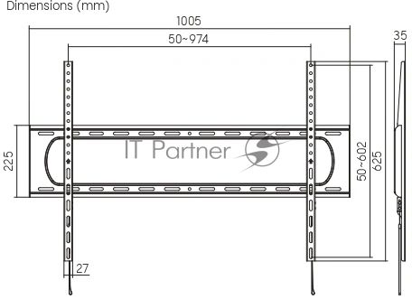 Кронштейн для телевизора Ultramounts UM825F черный 60"-120" макс.120кг настенный фиксированный