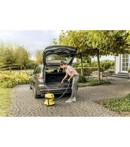 Строительный пылесос Karcher WD 2 Plus V-12/4/18 желтый, 1000 Вт, уборка сухая/сбор воды, пылесборник мешок/контейнер, 12 л