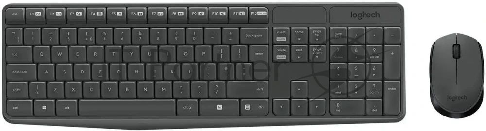 Комплект клавиатура+мышь Logitech MK235 беспроводной, USB, 1000 DPI, серый ( неоригинальная гравировка)
