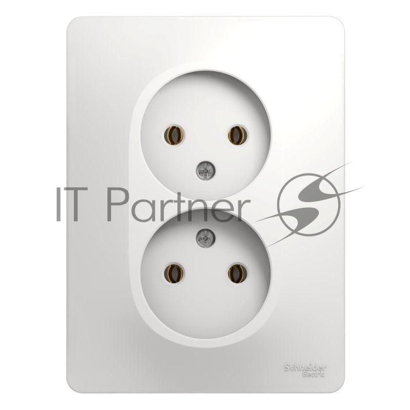 Розетка 2-м СП Glossa 16А IP20 без заземл. бел. SchE GSL000120
