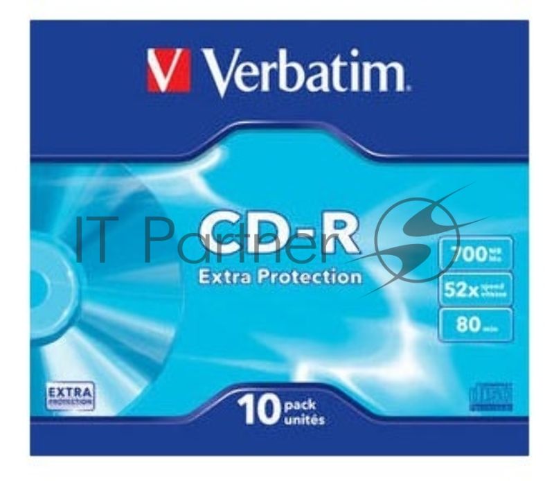 Диск CD-R Verbatim 700Mb 52x Slim case (10шт) (43415)