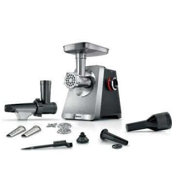 Мясорубка электрическая Bosch Series 8 MFWS835M черный, 2500 Вт, 4.5 кг/мин, реверс, защита от перегрузки, металлический лоток, насадки - 6
