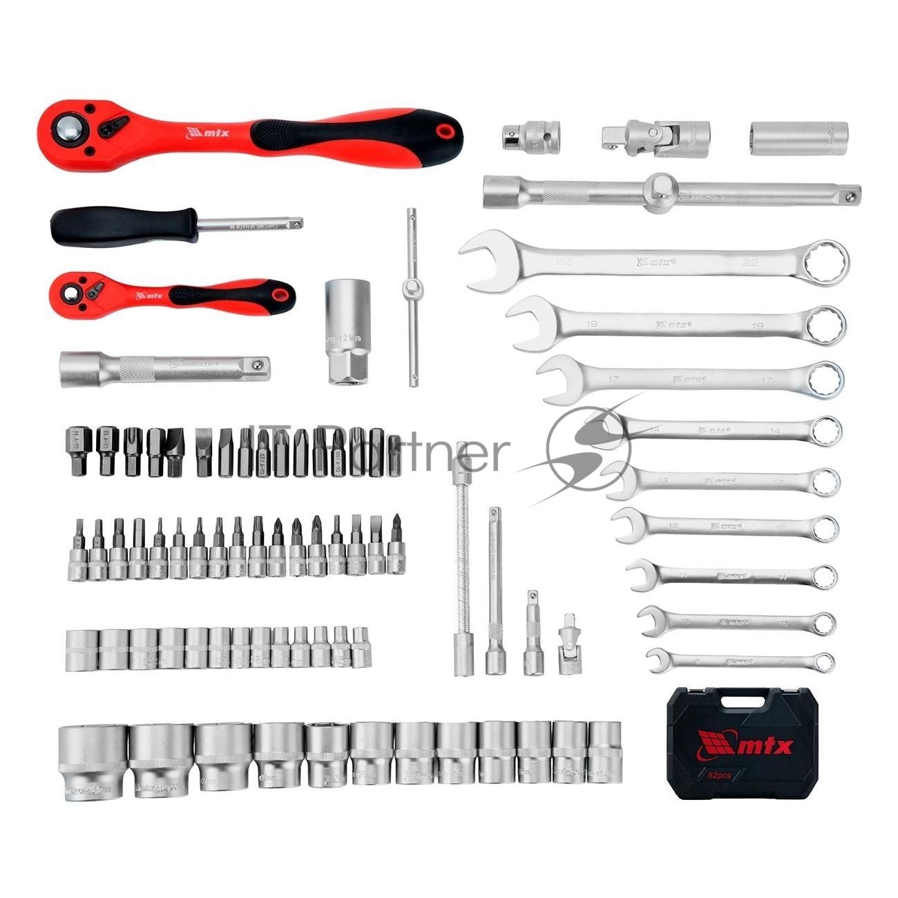 Набор инструментов, 1/2", 1/4", CrV, пластиковый кейс 82 предмета MTX