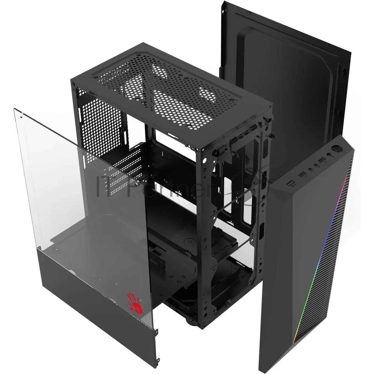 Компьютерный корпус Bloody BD-CC102F черный без БП mATX 2x120мм 2xUSB 2.0 1xUSB 3.0 audio bott PSU