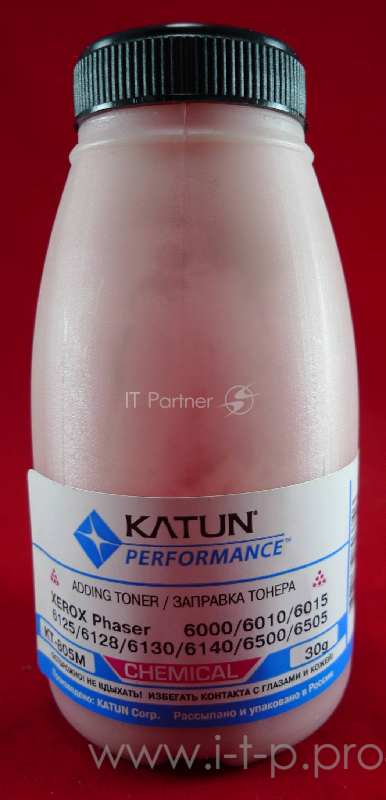 Тонер Xerox Phaser 6000/6010/6015/6125/6128/6130/6140/6500/6505Magenta, химический (фл.30г.) Katun фас. России