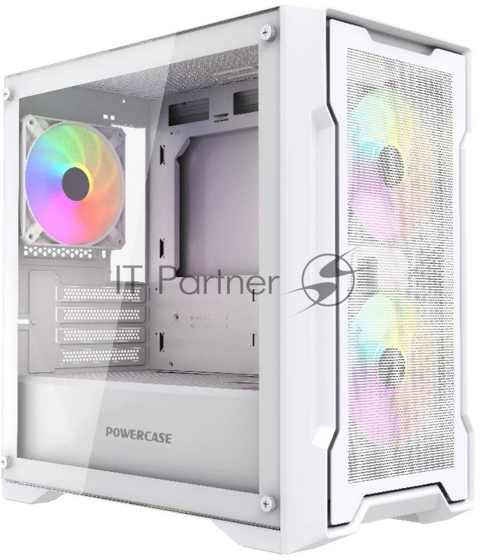 Компьютерный корпус Powercase Mistral Micro X3W ARGb, Tempered Glass, 3x 120mm ARGb PWM Fan, белый, mATX (CMMXW-A3)