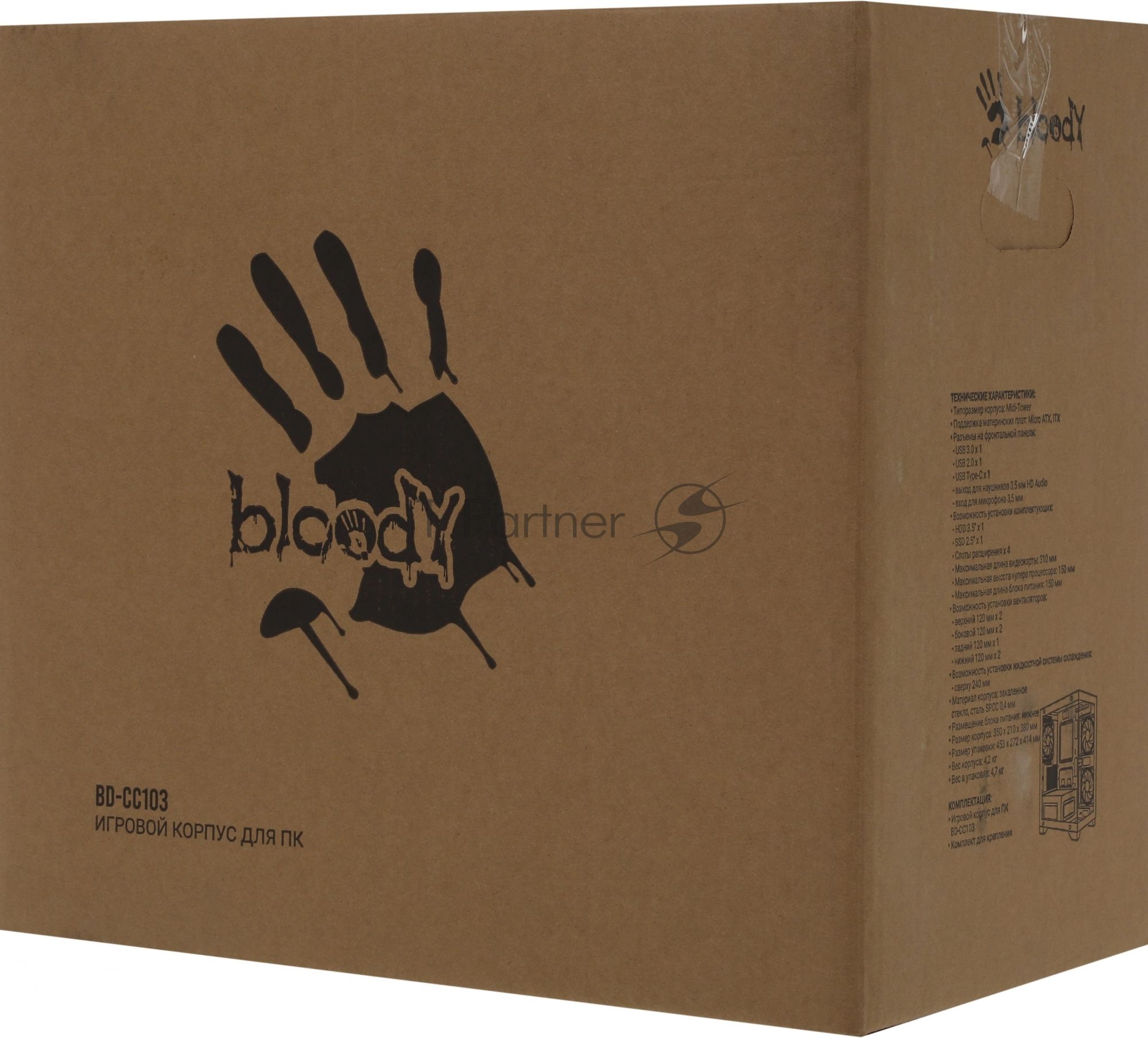 Компьютерный корпус Bloody BD-CC103 белый без БП mATX 7x120мм 1xUSB 2.0 1xUSB 3.0 audio bott PSU