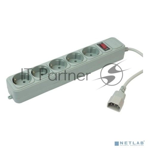 Сетевой фильтр PC Pet AP01006-E-GR 1.8м, 5 розеток, серый