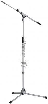 Микрофонная стойка "журавль" K&M 21080-300-87 высота 925 до 1630 мм, длина стрелы от 425 до 725 мм, металлические узлы, складная конструкция, материал стойки - сталь, цвет серый