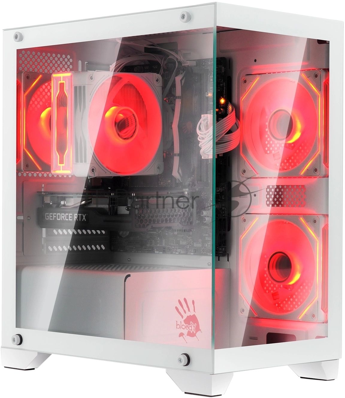 Компьютерный корпус Bloody BD-CC103 белый без БП mATX 7x120мм 1xUSB 2.0 1xUSB 3.0 audio bott PSU
