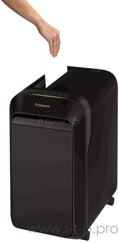 Шредер Fellowes PowerShred LX220 черный (секр.P-4)/перекрестный/20лист./30лтр./скрепки/скобы/пл.карты