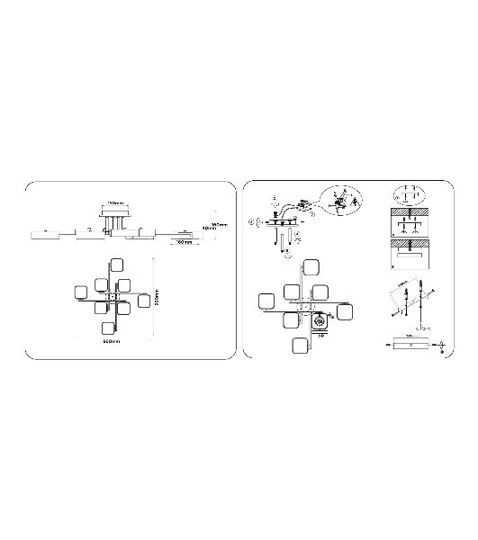 Светильник Ambrella light FL4889/8 GR/WD серый/дерево 144W 3000-6000K 960*960*160 (без ПДУ)