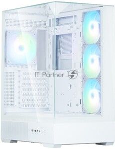 Компьютерный корпус ZALMAN P40 Prism Plus, ATX, белый, WINDOW, 3xCombo (3.5'' or 2.5"), 1xUSB TYPE-C, 2xUSB 3.0, SIDE 3x120мм ARGb, REAR 1x120мм ARGb