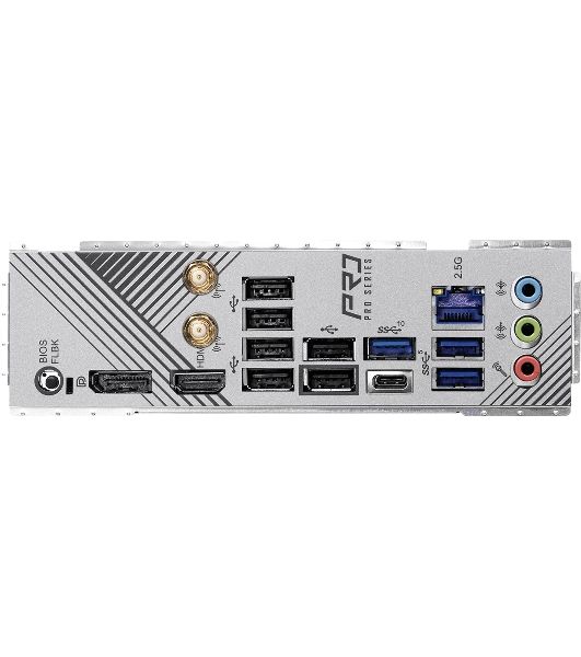 Материнская плата ASRock B650 Pro RS WiFi, AM5, AMD B650, 4xDDR5, 4xSATA, 3xM.2, 1xPCIe 4.0 x16, 1xPCIe 3.0 x16, 1xPCIe 3.0 x1, 1xHDMI, 1xDP, 1x2.5Gb LAN, Wi-Fi 6E, Bluetooth 5.2, 1xUSB-C 10Gbps, 2xUSB-A 5Gbps, 6xUSB-A 2.0, 3x3.5 мм, 7.1, ATX