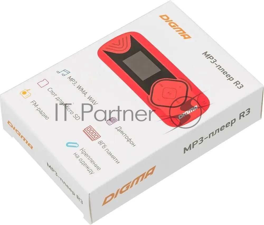 Плеер Flash Digma R3 8Gb красный/0.8"/FM/microSDHC/clip