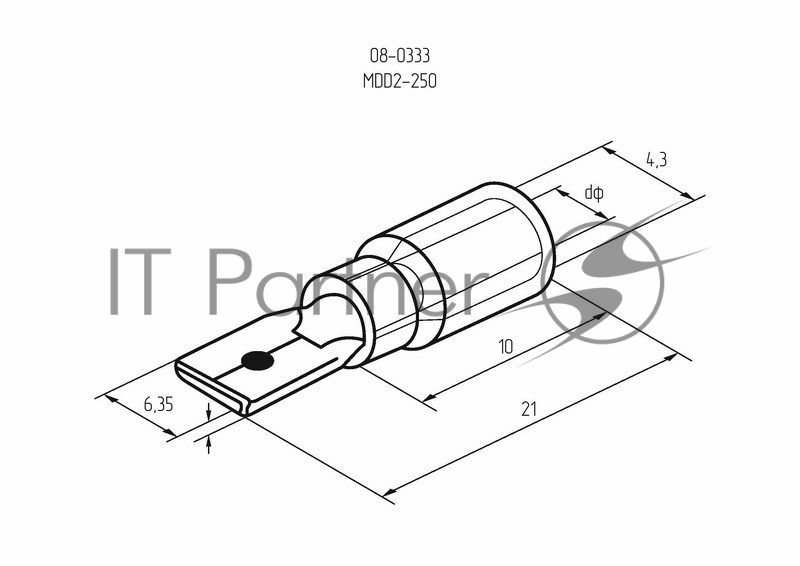 Клемма плоская Rexant изолированная (КПИ штекер - 6.3мм) 1.5-2.5мм (MDD2-250, VM2-250) (100 шт. в уп.)
