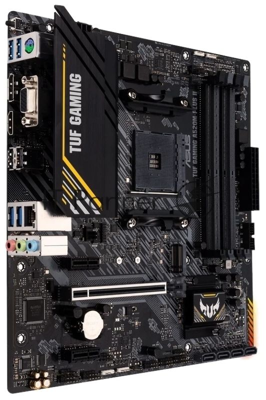 Материнская плата Asus TUF GAMING A520M-PLUS II , AM4, AMD A520, 4xDDR4, 4xSATA, 2xM.2, 1xPCIe 3.0 x16, 2xPCIe 3.0 x1, 1xVGA, 1xDVI, 1xHDMI, 1x1Gb LAN, 1xUSB-A 10Gbps, 4xUSB-A 5Gbps, 2xUSB-A 2.0, 3x3.5 мм, 7.1, mATX