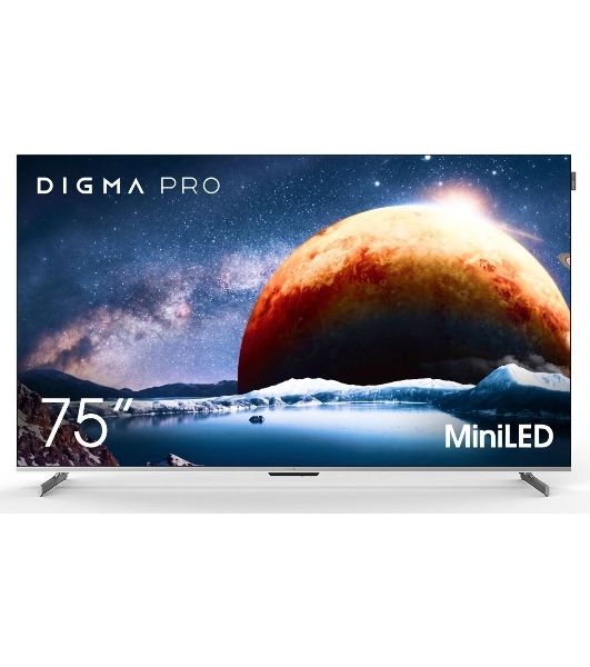 Телевизор Digma PRO 75" 75Q серебристый Mini-LED QLED UHD 144Hz Smart TV Google TV 3GB/32GB