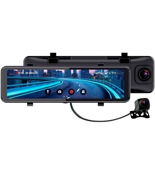 Видеорегистратор TrendVision CarPlay Mirror, 3840x2160, 11", с камерой заднего вида, G-сенсор, датчик движения