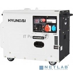 Электрогенератор дизельный Hyundai DHY 6000SE-3, 5.5 кВт, 72.6 дБ, 152 кг