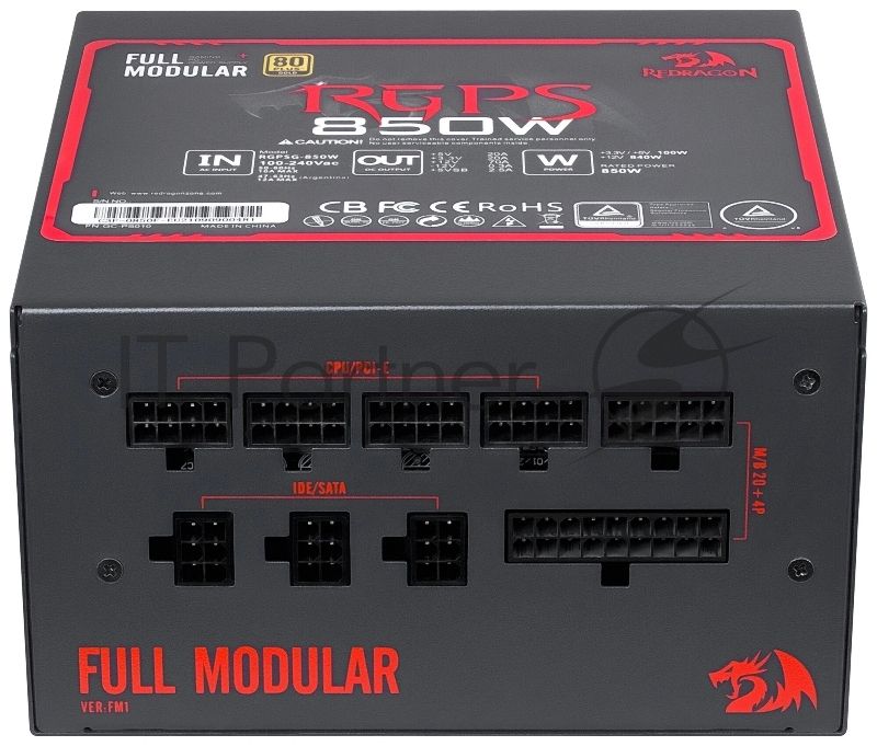 Блок питания для ПК Redragon RGPS-850W 850Вт, модульный, 80+Gold,RGB