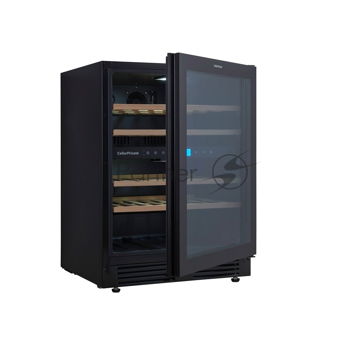 Винный шкаф встраиваемый Cellar Private CP043-2TBH чёрный, 129 л, 2 отсека, 43 бут.