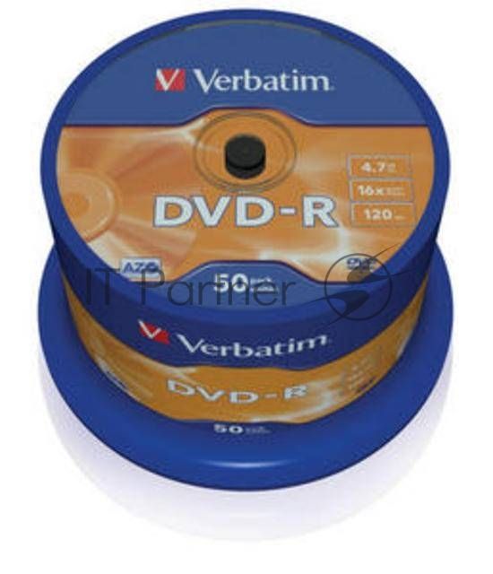 Диск DVD-R Verbatim 4.7Gb 16x Cake Box (50шт) (43548)