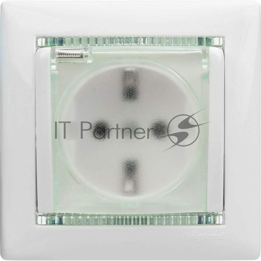 Розетка Legrand Valena 774220 влагозащищенная IP44 с заземлением с крышкой и защитными шторками (белая)