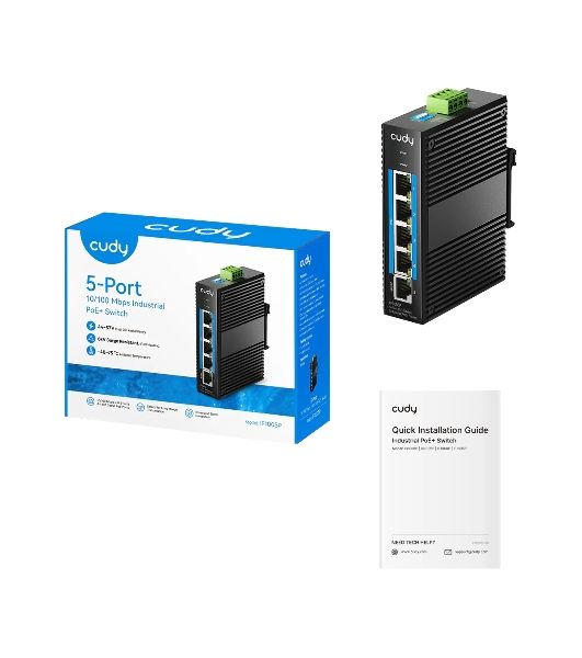 Коммутатор CUDY IF1005P, 5×100 Мбит/с, неуправляемый