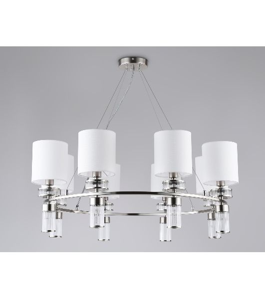 Люстра Ambrella light LH71293/8 SN/WH никель/белый E14/8 max 40W D830*780