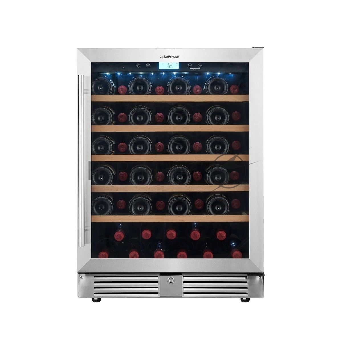 Винный шкаф встраиваемый Cellar Private CP051-1T серебристый, 136 л, 1 отсек, 51 бут.