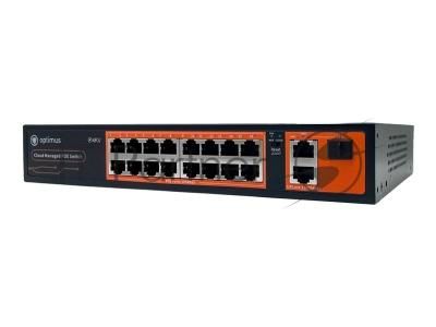 Коммутатор Optimus U1IC-16F/2G/1S, 16×100 Мбит/с PoE+ + 2×1 Гбит/с Uplink + 1×1 Гбит/с SFP Uplink, настраиваемый