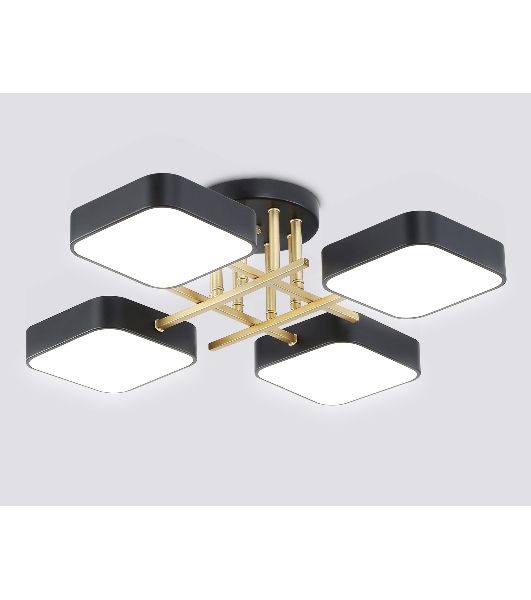 Люстра светодиодная на штанге Ambrella light FL516343/4 BK/GD черный/золото 72W 3000-6000K 550*550*150 (без ПДУ)
