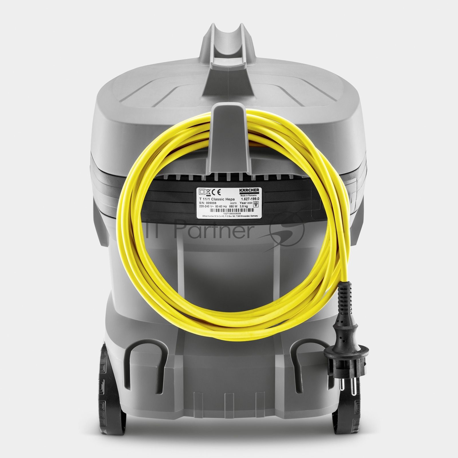 Пылесос Karcher T 11/1 Classic *EU желтый/серый, 850 Вт, уборка сухая, пылесборник контейнер/мешок, 11 л