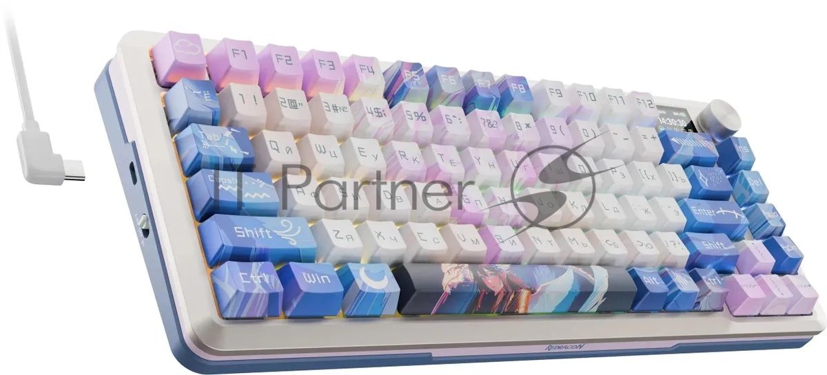 Клавиатура Redragon Flekact Pro гибридная, USB Type-A, Bluetooth, радиоканал, фиолетовый