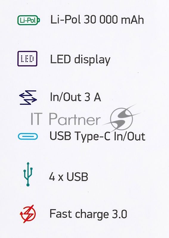 Портативный аккумулятор Digma DGP-30000-4U Li-Pol 30000mAh 3A черный 2xUSB